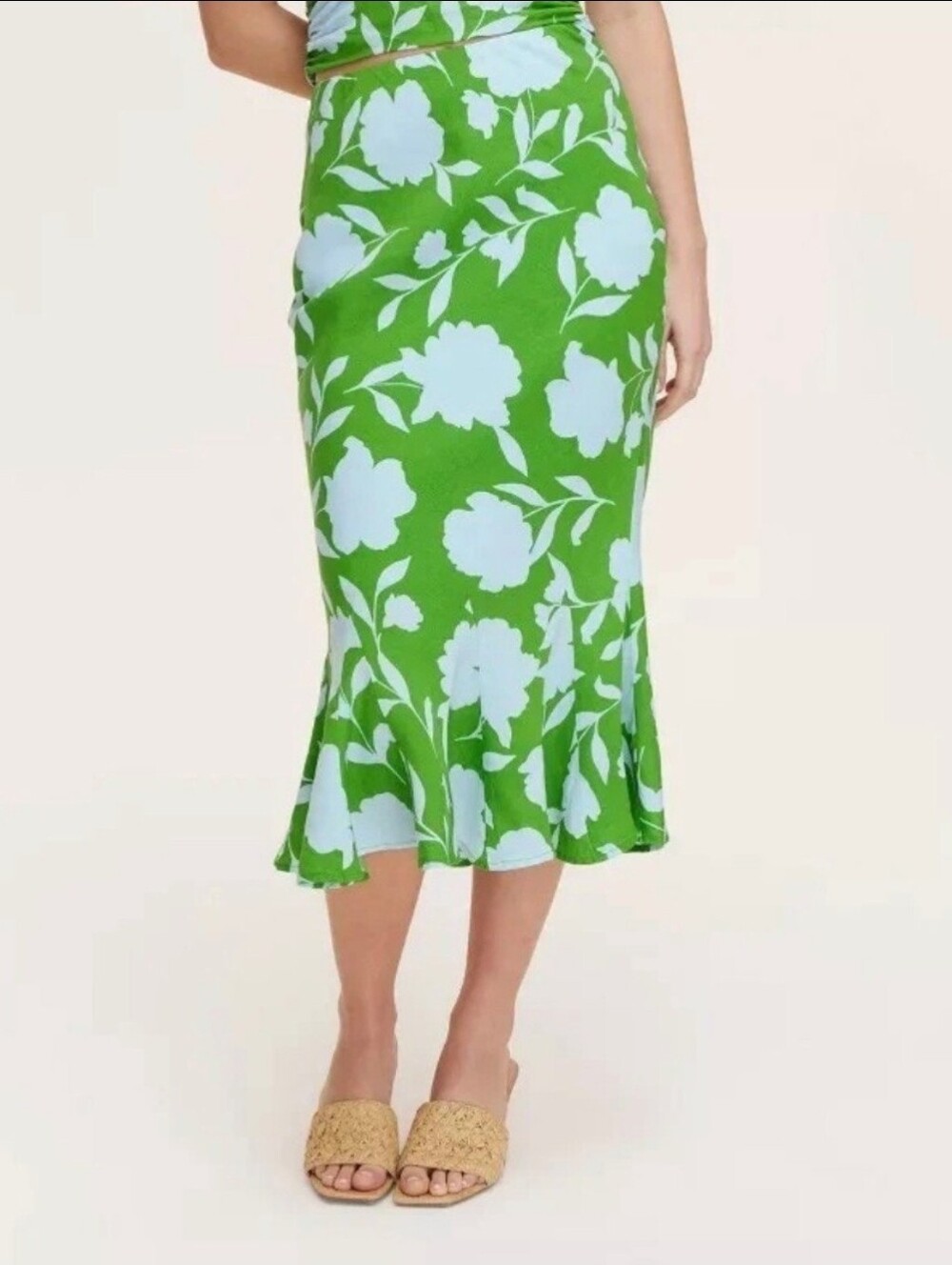 Kate Spade New York x Target Classic Rose Linen-Blend Fit & Flare Midi Skirt S